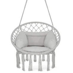 4FIZJO Huśtawka ogrodowa z poduszką BOHO szara Discount