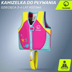 4FIZJO Kamizelka do pływania dla dzieci 3-6 lat TSUNAMI różowa Różowy