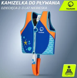 4FIZJO Kamizelka do pływania dla dzieci 2-3 lata TSUNAMI niebieska Niebieski Sale