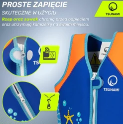 4FIZJO Kamizelka do pływania dla dzieci 3-6 lat TSUNAMI niebieska Niebieski Hot