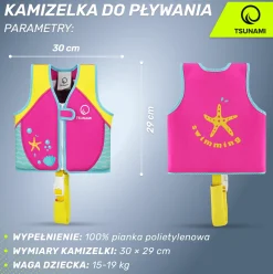 4FIZJO Kamizelka do pływania dla dzieci 2-3 lata TSUNAMI różowa Różowy