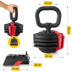 4FIZJO Kettlebell odważnik regulowany PREMIUM 2-12 kg Best