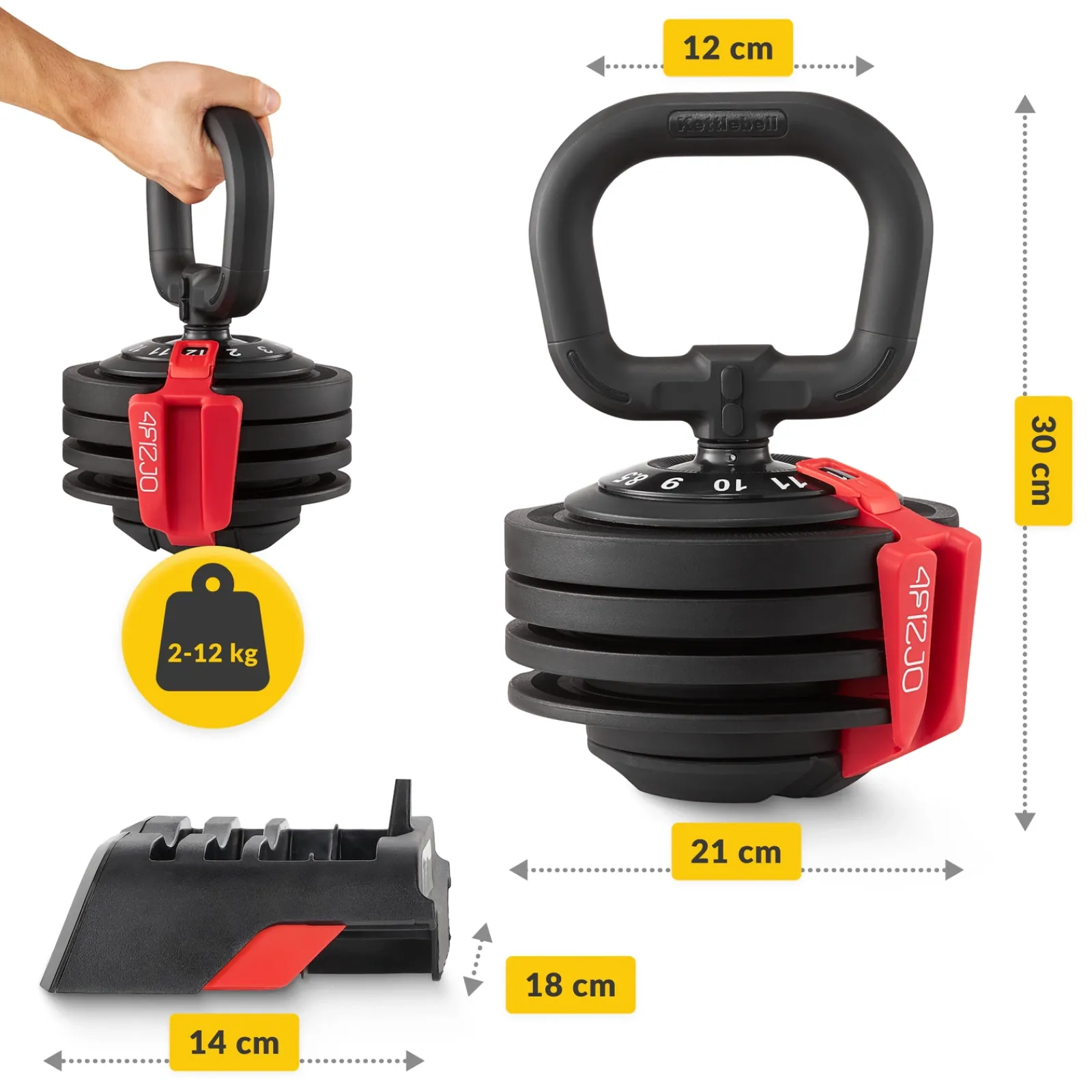 4FIZJO Kettlebell odważnik regulowany PREMIUM 2-12 kg Best