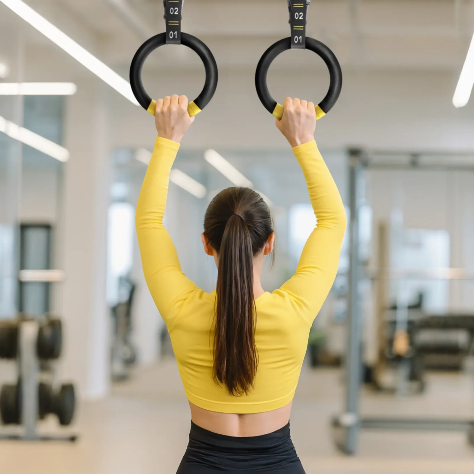 4FIZJO Kółka gimnastyczne do podciągania z ABS czarno-żółte Discount