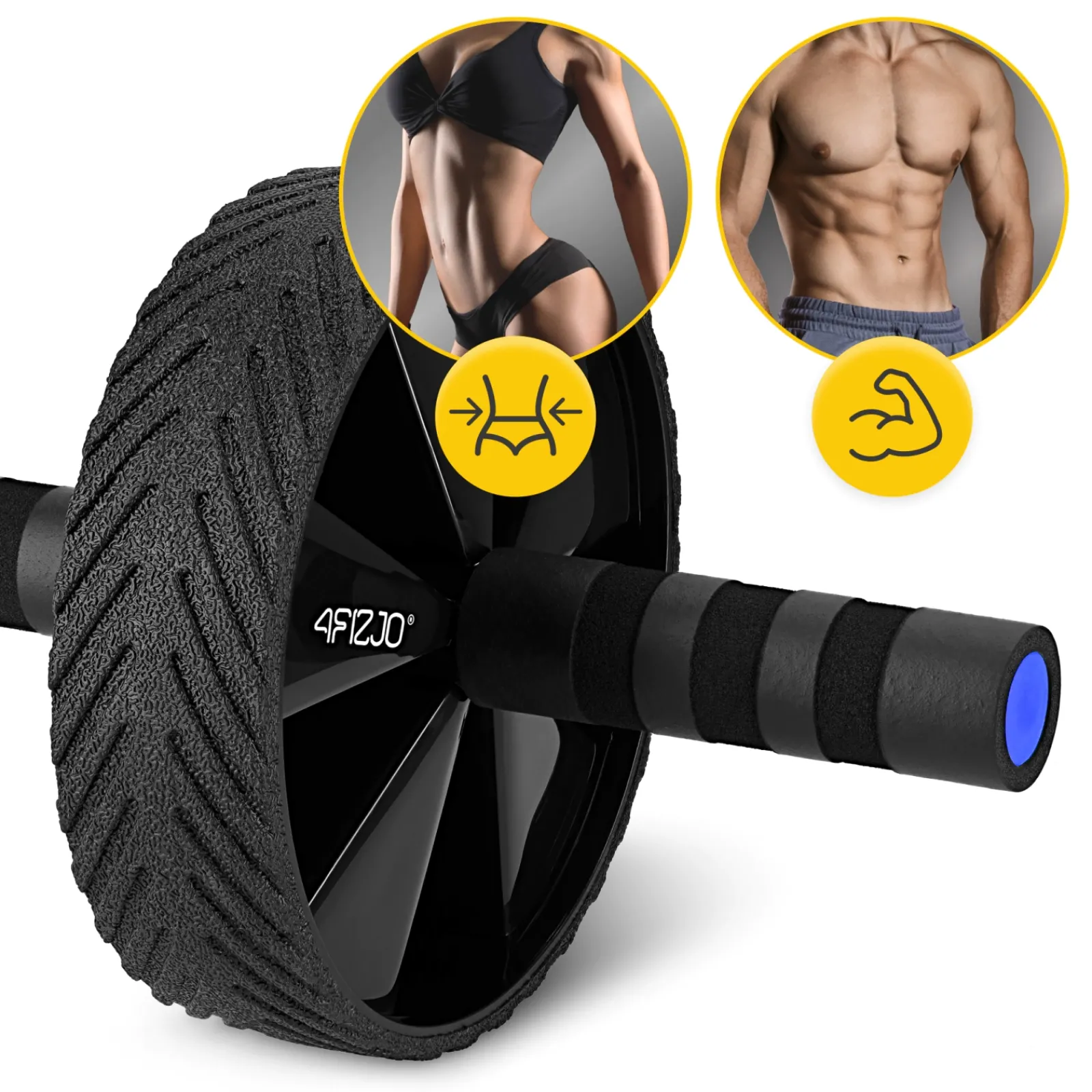 4FIZJO Kółko do ćwiczeń mięśni brzucha AB WHEEL PRO niebieskie New