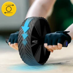 4FIZJO Kółko do ćwiczeń mięśni brzucha AB WHEEL PRO niebieskie New