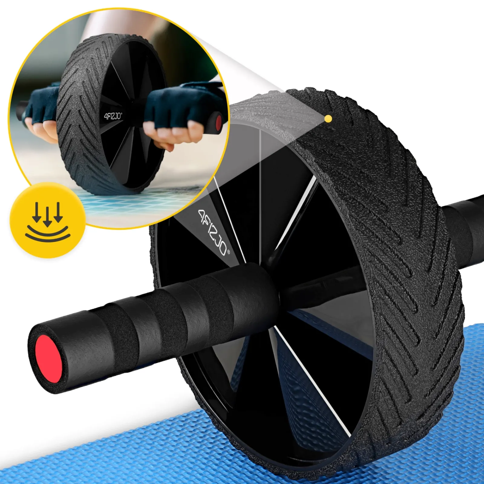 4FIZJO Kółko do ćwiczeń mięśni brzucha AB WHEEL PRO czerwone Hot