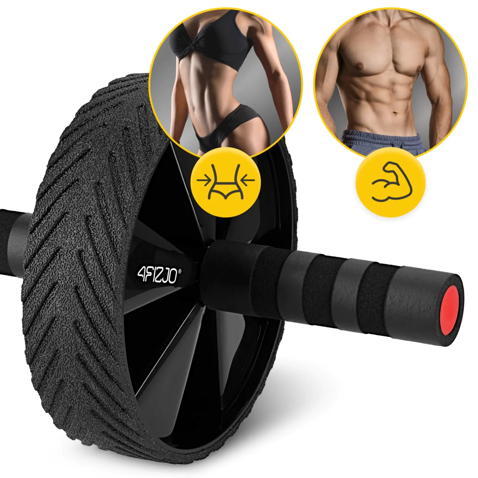 4FIZJO Kółko do ćwiczeń mięśni brzucha AB WHEEL PRO czerwone Hot