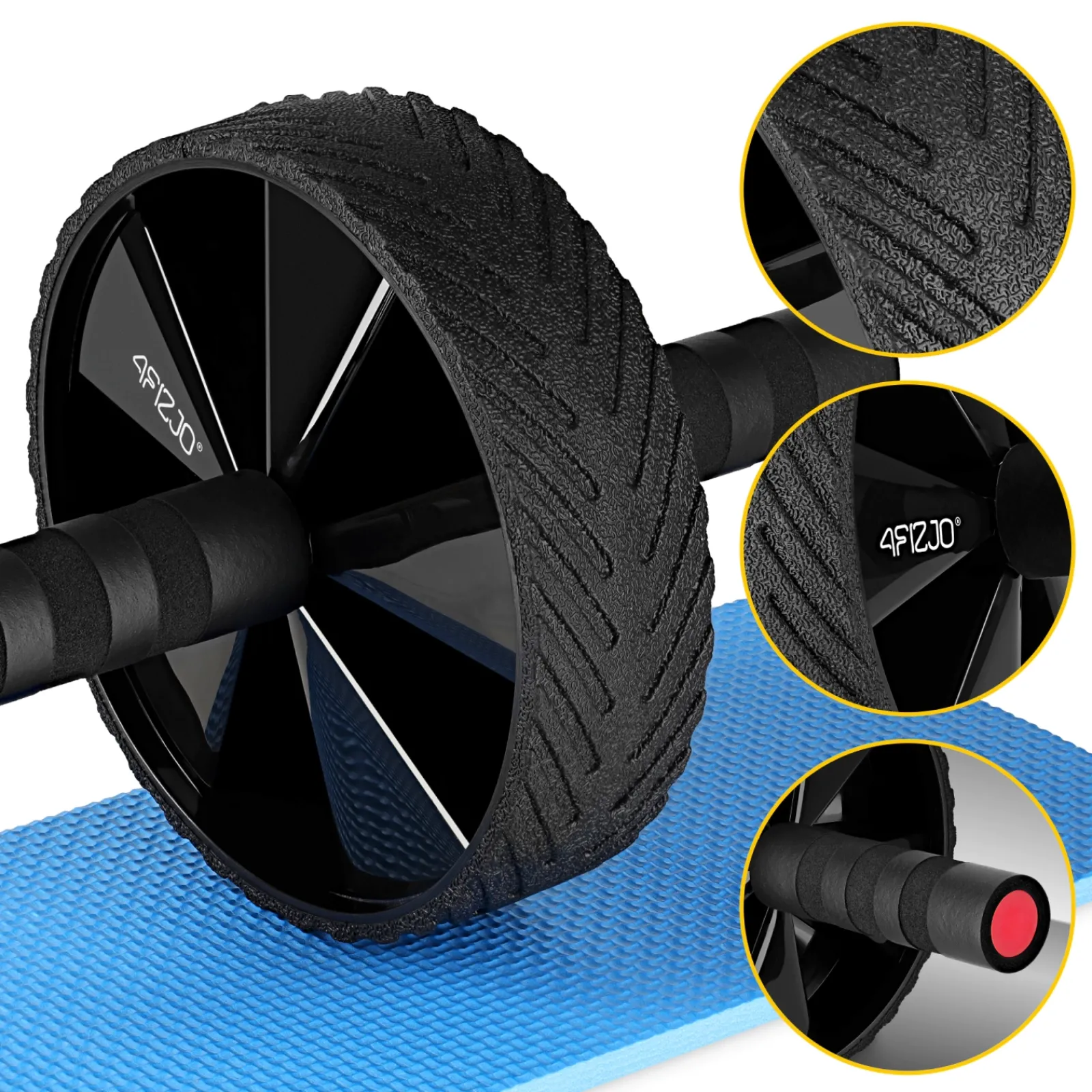 4FIZJO Kółko do ćwiczeń mięśni brzucha AB WHEEL PRO czerwone Hot