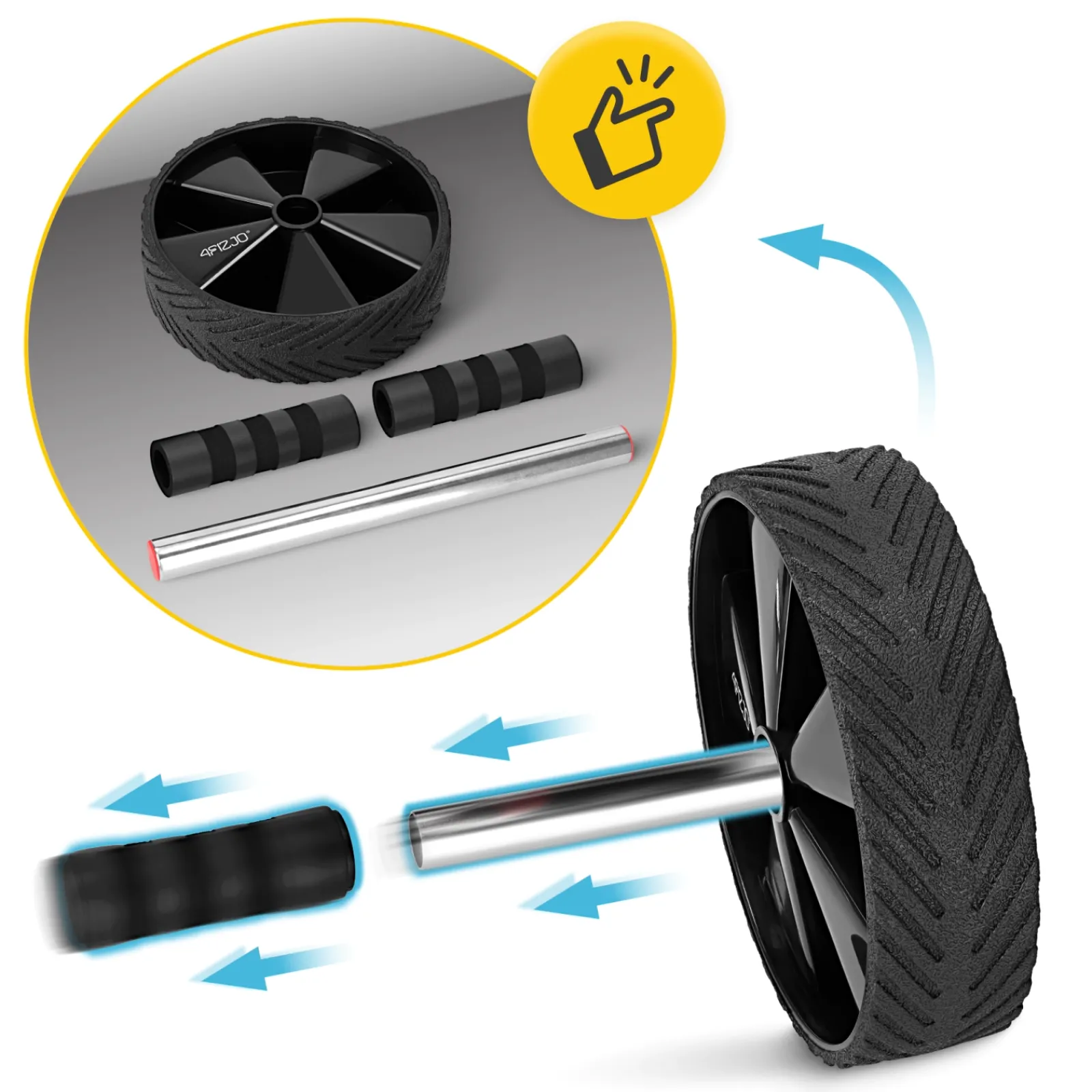 4FIZJO Kółko do ćwiczeń mięśni brzucha AB WHEEL PRO czerwone Hot