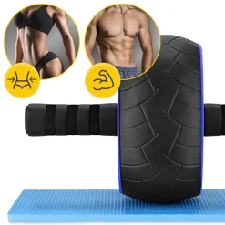4FIZJO Kółko do ćwiczeń mięśni brzucha AB WHEEL XL niebieskie Outlet