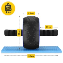 4FIZJO Kółko do ćwiczeń mięśni brzucha AB WHEEL XL niebieskie Outlet