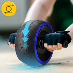 4FIZJO Kółko do ćwiczeń mięśni brzucha AB WHEEL XL niebieskie Outlet