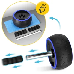 4FIZJO Kółko do ćwiczeń mięśni brzucha AB WHEEL XL niebieskie Outlet