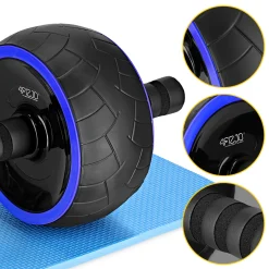 4FIZJO Kółko do ćwiczeń mięśni brzucha AB WHEEL XL niebieskie Outlet