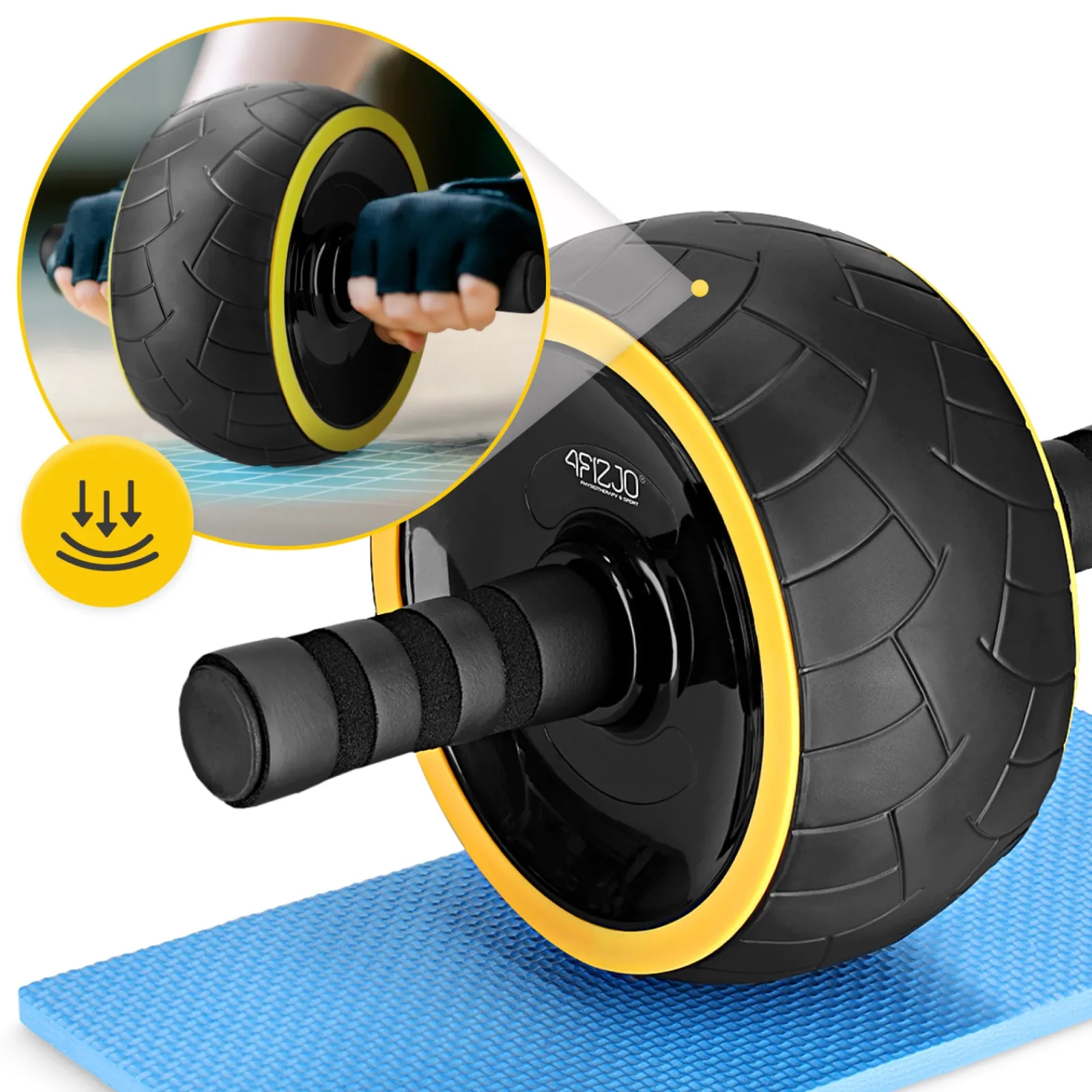 4FIZJO Kółko do ćwiczeń mięśni brzucha AB WHEEL XL żółte Sale