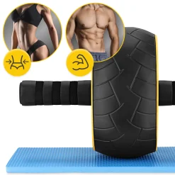 4FIZJO Kółko do ćwiczeń mięśni brzucha AB WHEEL XL żółte Sale