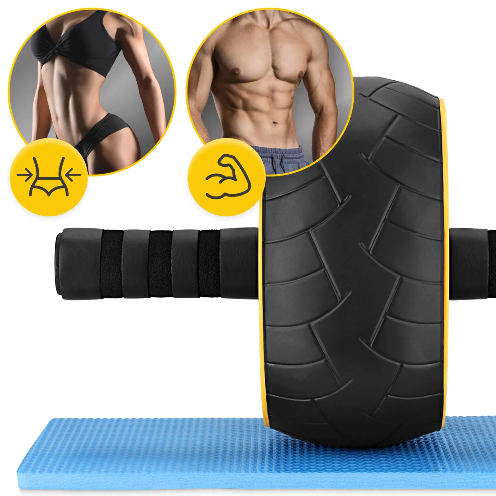 4FIZJO Kółko do ćwiczeń mięśni brzucha AB WHEEL XL żółte Sale