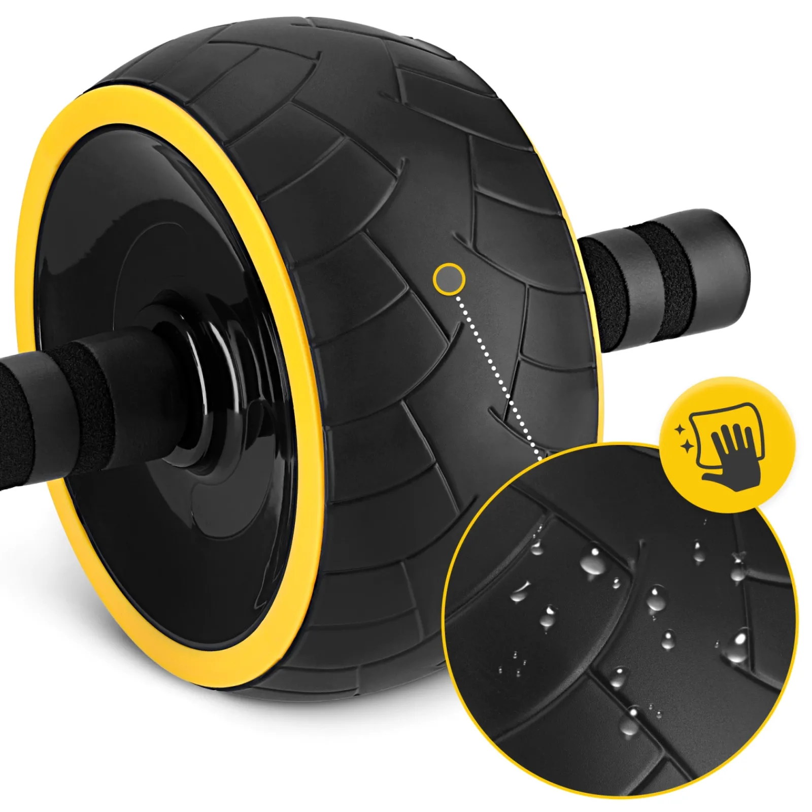 4FIZJO Kółko do ćwiczeń mięśni brzucha AB WHEEL XL żółte Sale