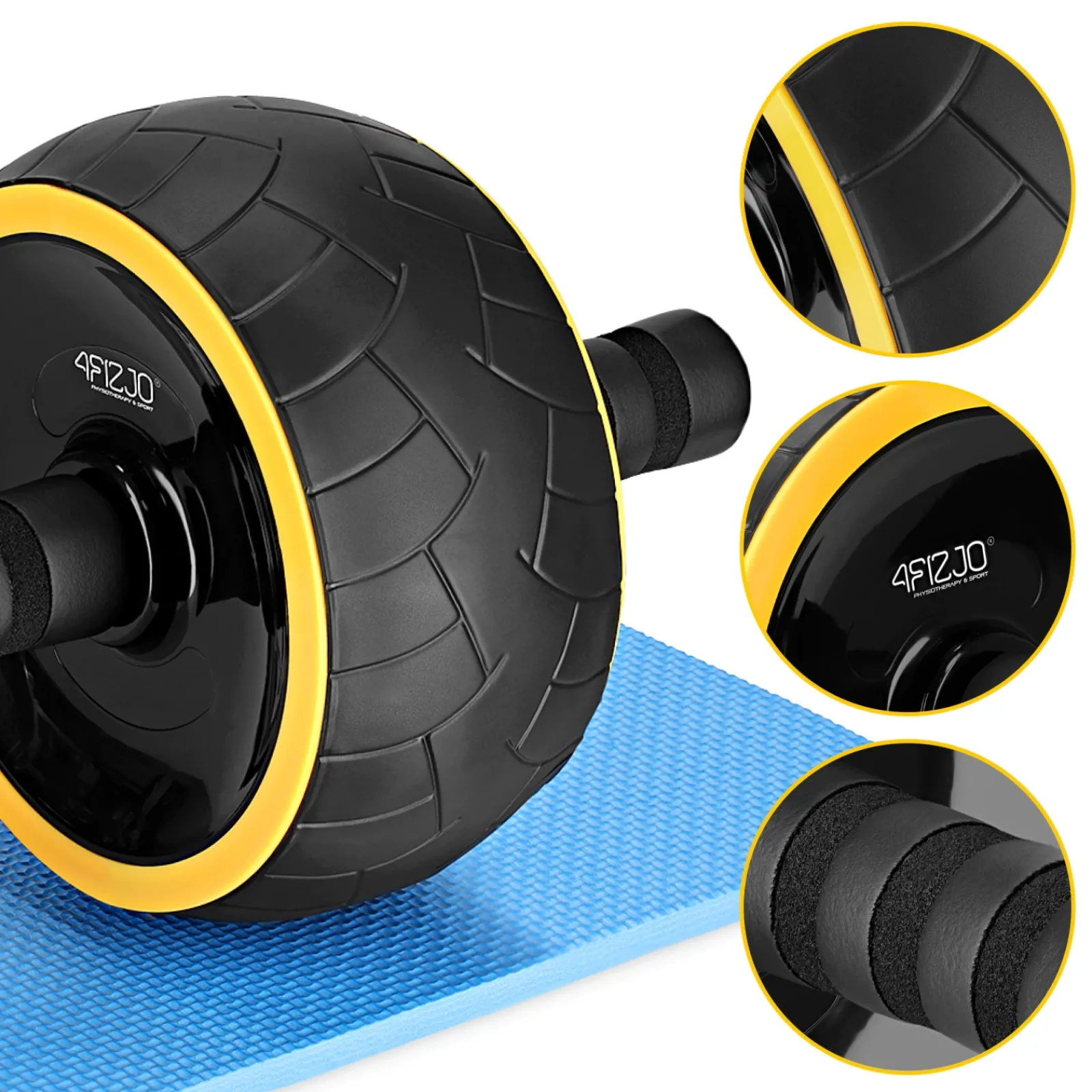 4FIZJO Kółko do ćwiczeń mięśni brzucha AB WHEEL XL żółte Sale