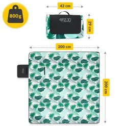 4FIZJO Koc piknikowy plażowy z izolacją 200 x 200 cm liście Outlet