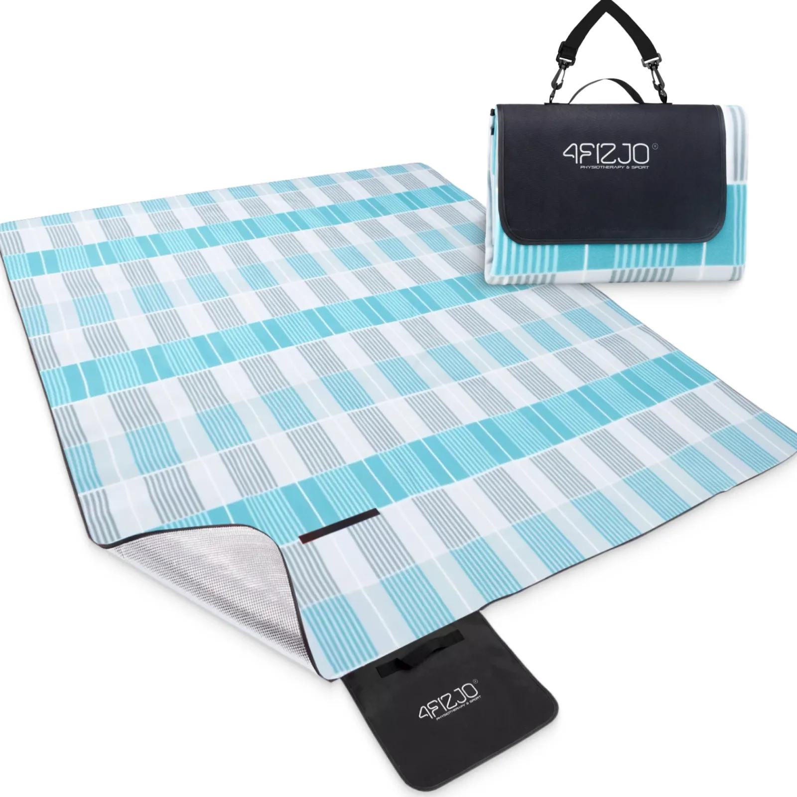 4FIZJO Koc piknikowy plażowy z izolacją 200 x 200 cm krata Sale