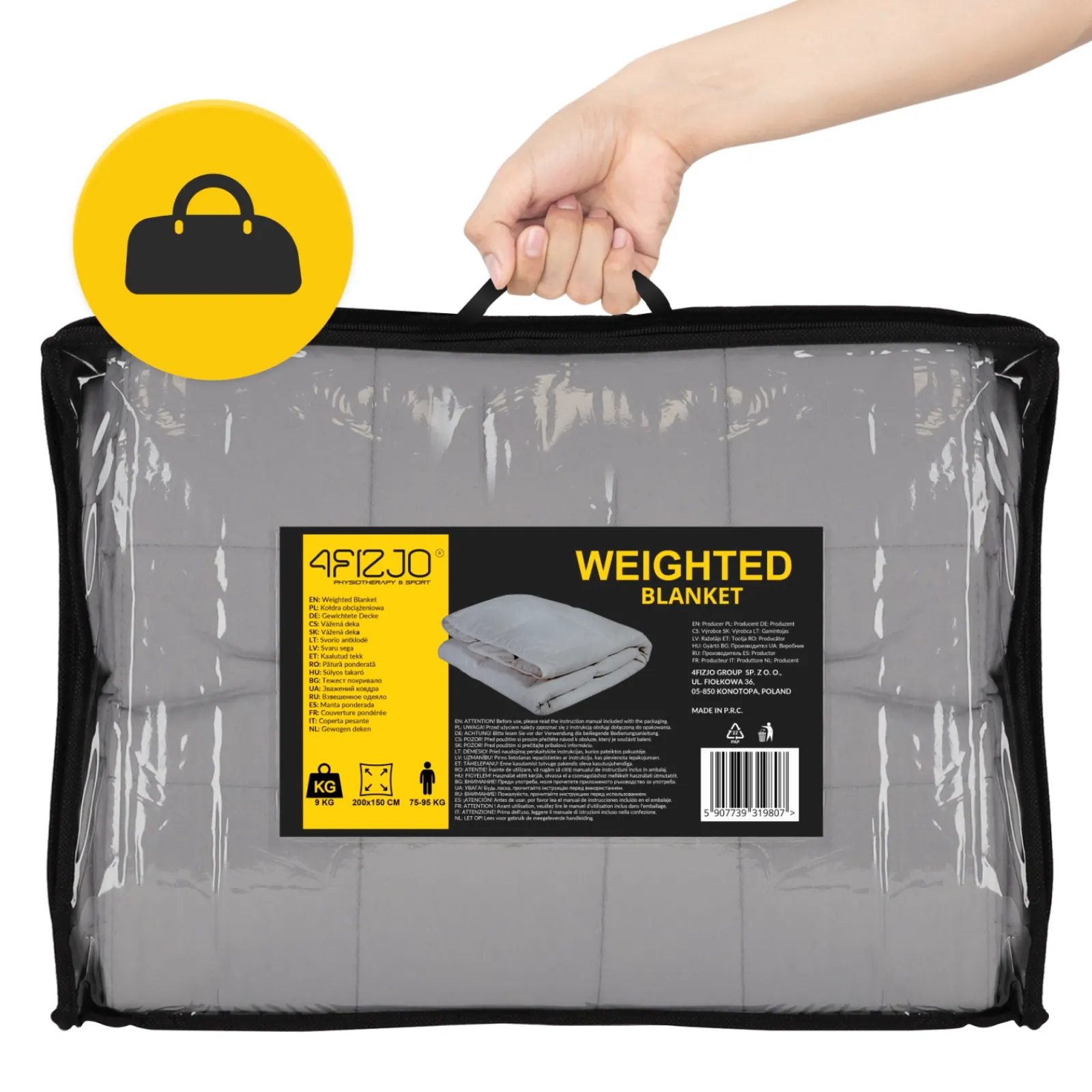 4FIZJO Kołdra obciążeniowa sensoryczna 9 kg Hot