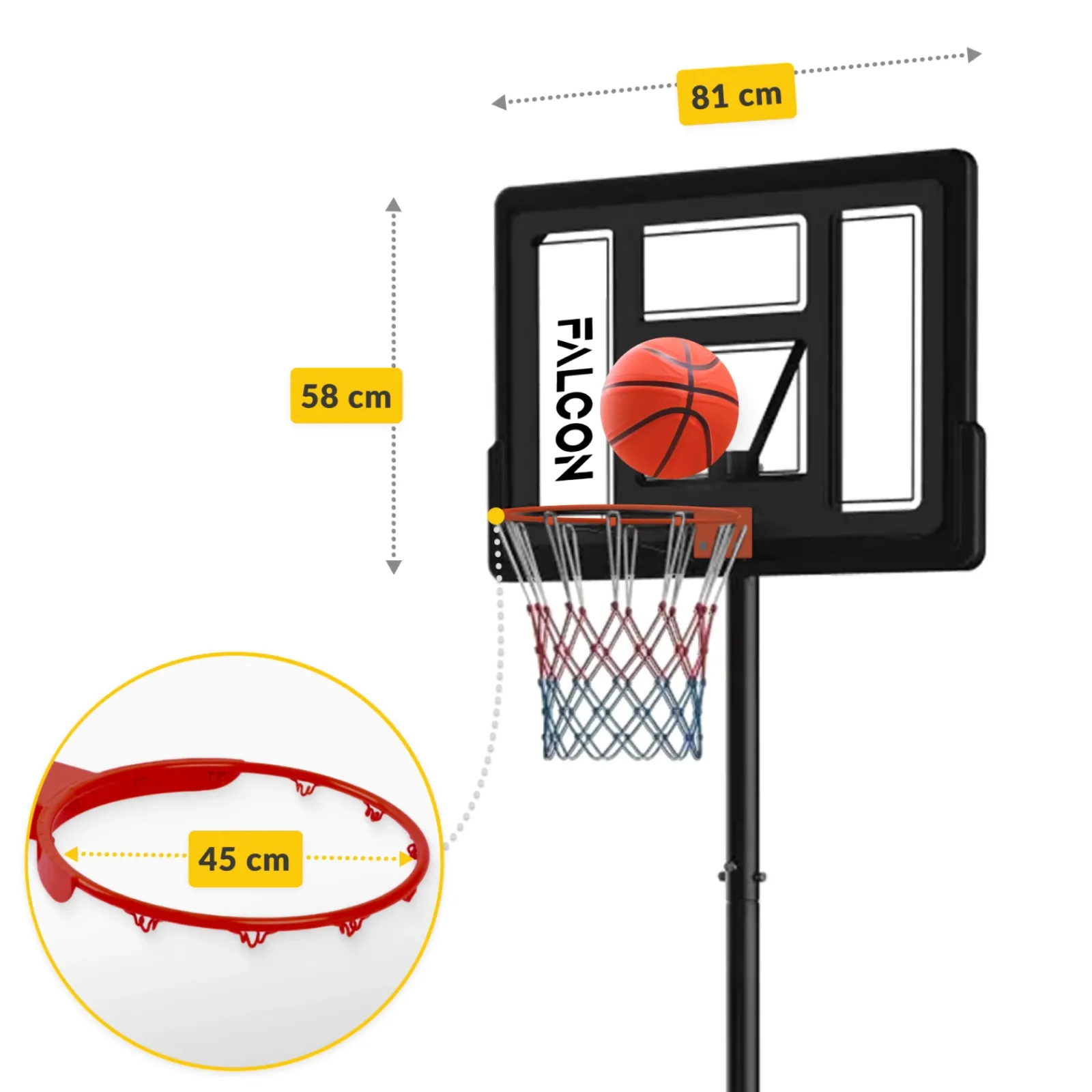 4FIZJO Kosz do koszykówki wolnostojący regulowany FALCON JUNIOR 2 Best