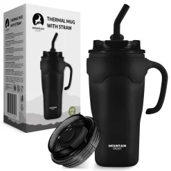 4FIZJO Kubek termiczny ze słomką 650 ml czarny