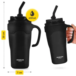 4FIZJO Kubek termiczny ze słomką 650 ml czarny