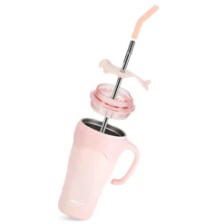 4FIZJO Kubek termiczny ze słomką 650 ml różowy Clearance