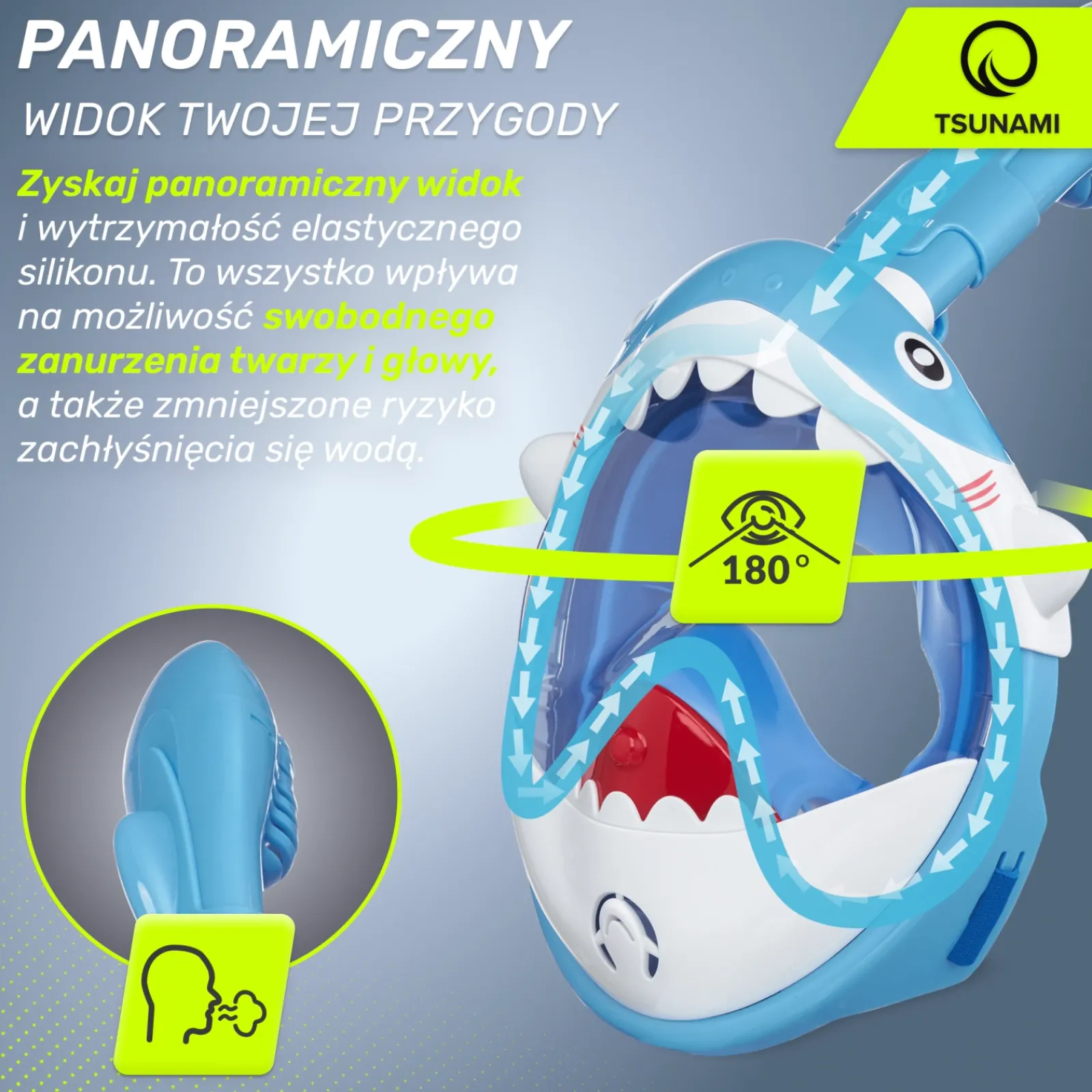 4FIZJO Maska do nurkowania dla dzieci TSUNAMI SHARK niebieska Best