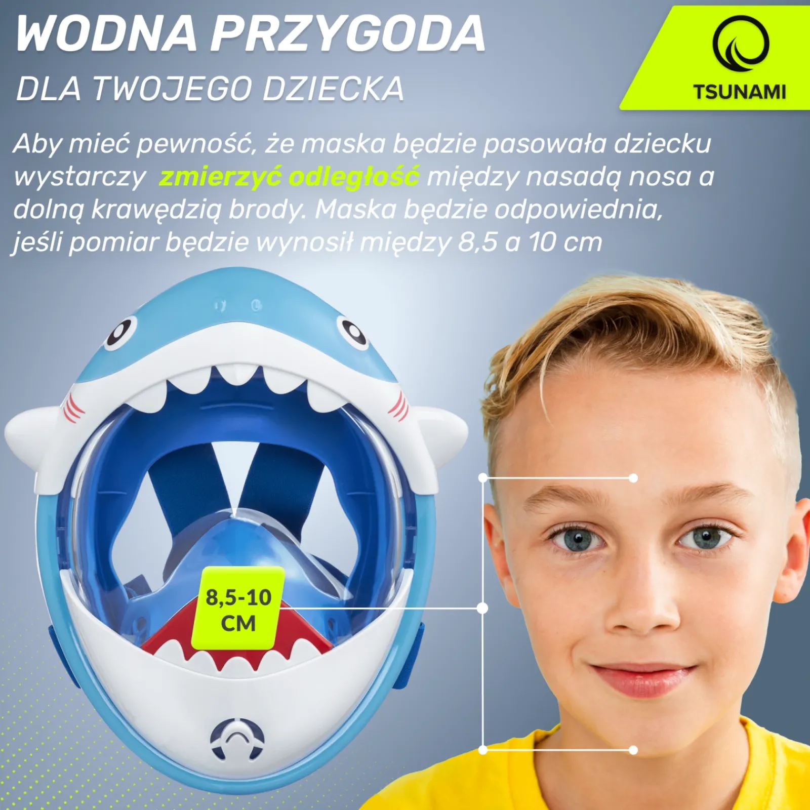 4FIZJO Maska do nurkowania dla dzieci TSUNAMI SHARK niebieska Best