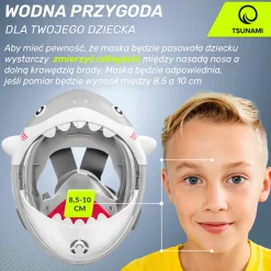 4FIZJO Maska do nurkowania dla dzieci TSUNAMI SHARK szara