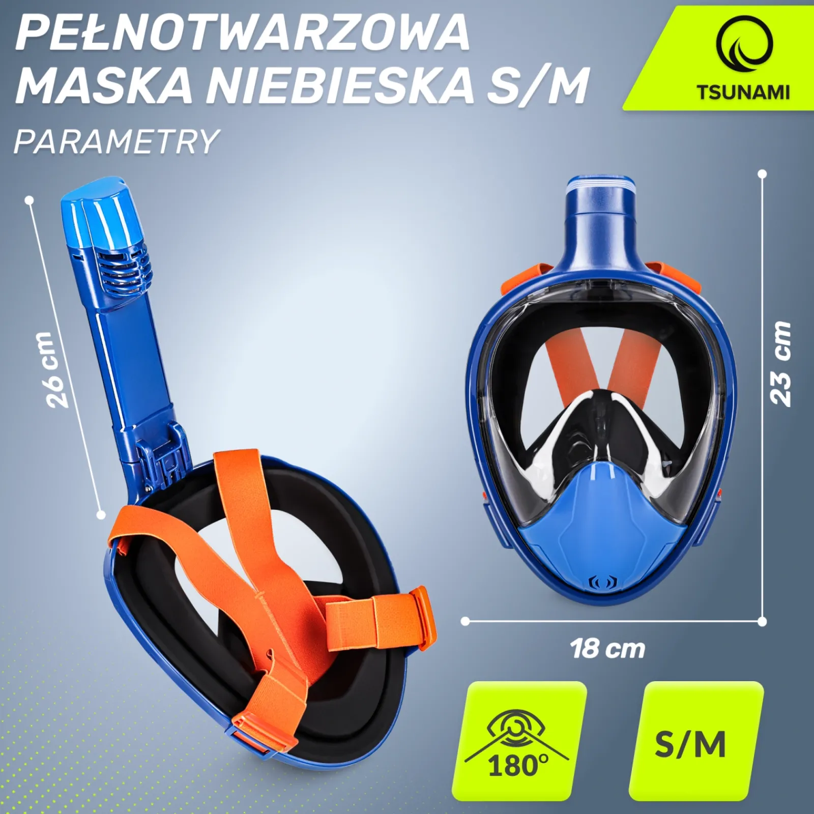 4FIZJO Maska do nurkowania pełnotwarzowa TSUNAMI S/M niebieska Sale