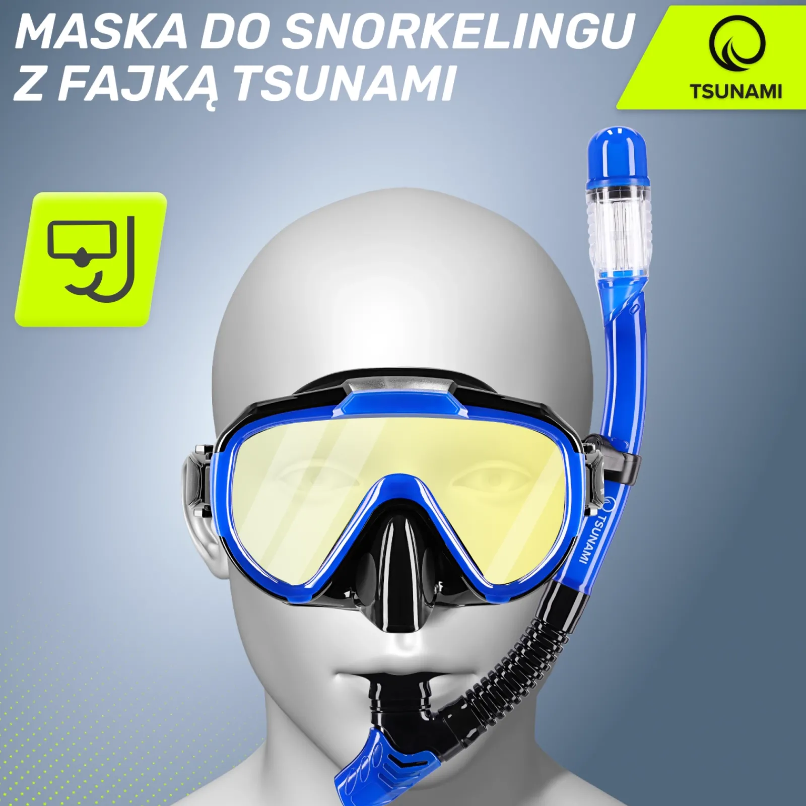 4FIZJO Maska do nurkowania snorkelingu z rurką TSUNAMI niebieska Best