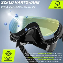 4FIZJO Maska do nurkowania snorkelingu z rurką TSUNAMI czarna Sale