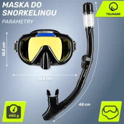 4FIZJO Maska do nurkowania snorkelingu z rurką TSUNAMI czarna Sale