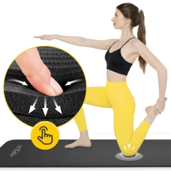 4FIZJO Mata do ćwiczeń fitness i jogi NBR 180 × 60 × 1 cm czarna Czarny Clearance