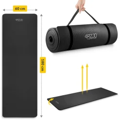 4FIZJO Mata do ćwiczeń fitness i jogi NBR 180 × 60 × 1 cm czarna Czarny Clearance