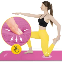 4FIZJO Mata do ćwiczeń fitness i jogi NBR 180 × 60 × 1,5 cm różowa Outlet