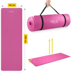 4FIZJO Mata do ćwiczeń fitness i jogi NBR 180 × 60 × 1,5 cm różowa Outlet