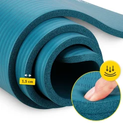 4FIZJO Mata do ćwiczeń fitness i jogi NBR 180 × 60 × 1,5 cm morska zieleń Discount