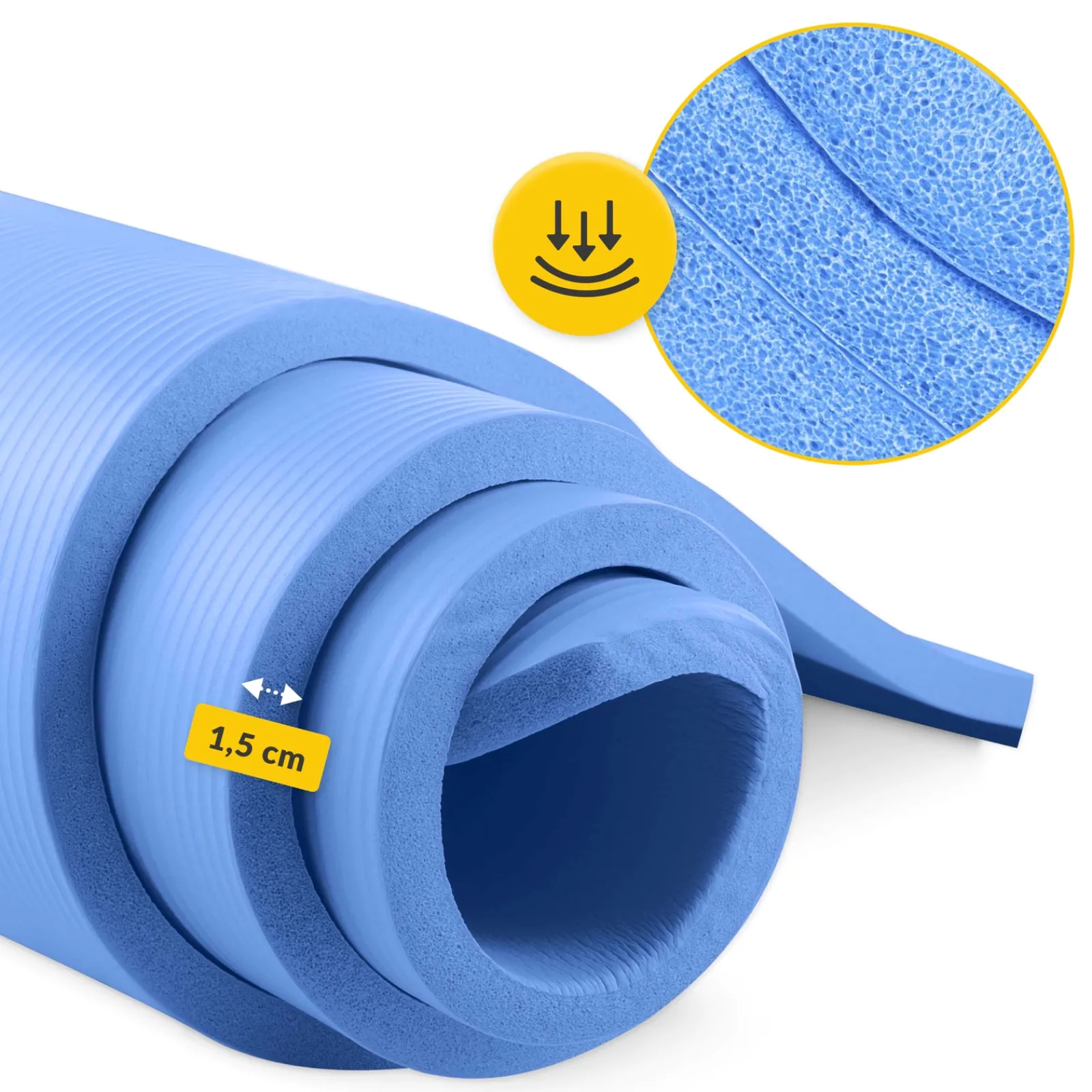 4FIZJO Mata do ćwiczeń fitness i jogi NBR 180 × 60 × 1,5 cm niebieska Hot