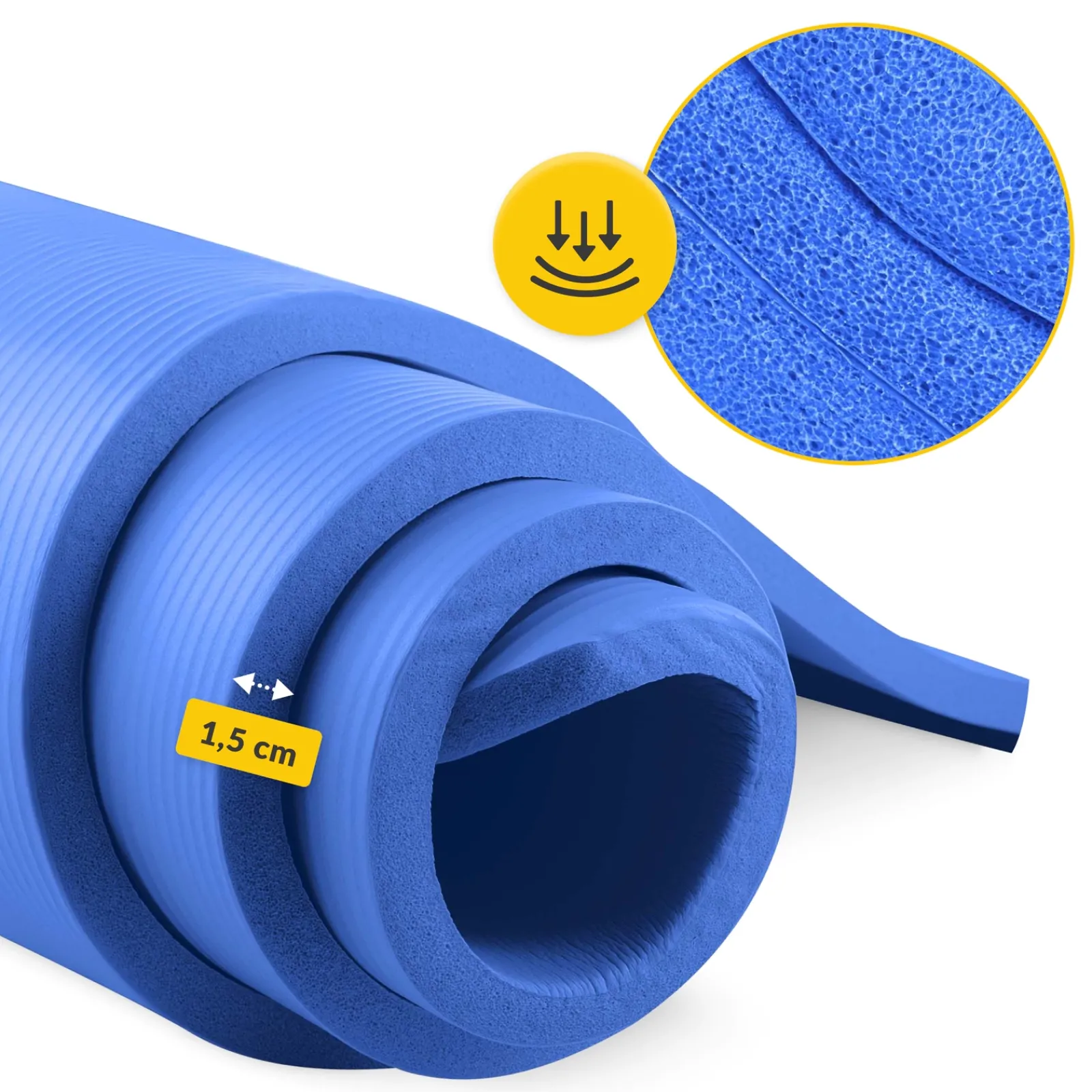 4FIZJO Mata do ćwiczeń fitness i jogi NBR 180 × 60 × 1,5 cm granatowa