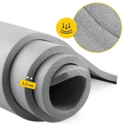 4FIZJO Mata do ćwiczeń fitness i jogi NBR 180 × 60 × 1,5 cm szara Clearance