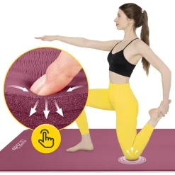 4FIZJO Mata do ćwiczeń fitness i jogi NBR 190 × 100 × 1,5 cm bordowa Clearance