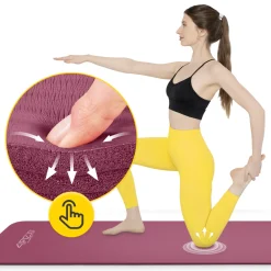 4FIZJO Mata do ćwiczeń fitness i jogi NBR 180 × 60 × 1 cm bordowa Bordowy Online