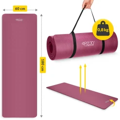 4FIZJO Mata do ćwiczeń fitness i jogi NBR 180 × 60 × 1 cm bordowa Bordowy Online