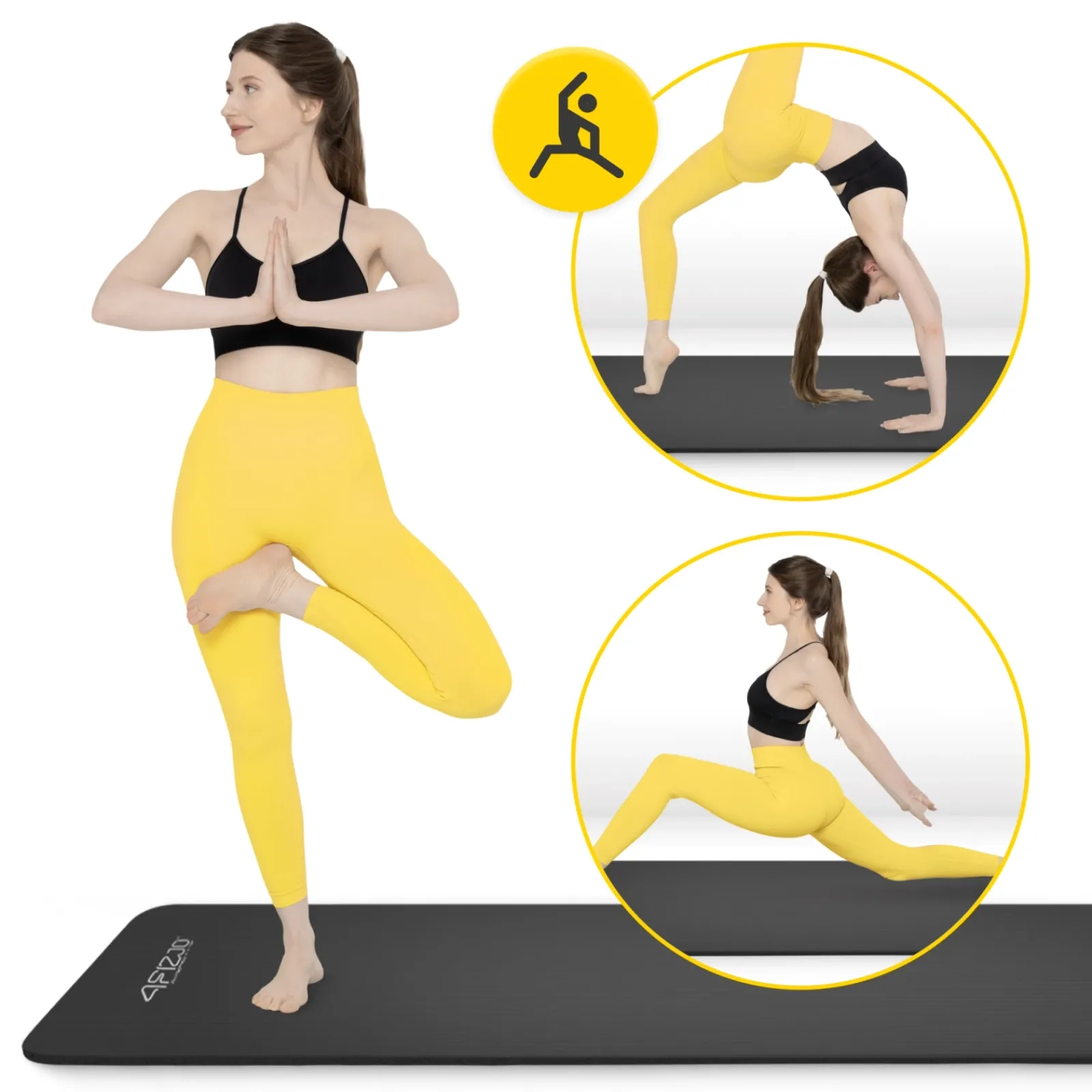4FIZJO Mata do ćwiczeń fitness i jogi NBR 190 × 100 × 1,5 cm czarna Best